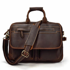 Vintage Cool Leather Briefcase Handbag Business Briefecases Shoulder Bag for men