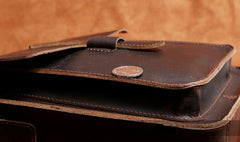 Handmade Leather Mens Cool Messenger Bag Square Bag Chest Bag Bike Bag Cycling Bag for men