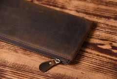 Handmade Leather Mens Cool Long Leather Wallet Zipper Clutch Wallet for Men - imessengerbags