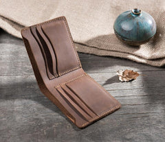 Handmade Leather Mens Cool Slim Leather Wallet Men Small Wallets Bifold for Men - imessengerbags