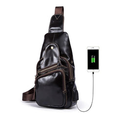 Leather Cool Chest Bag Sling Bag Sling Crossbody Bag Sling Travel Bag Hiking Bag For Mens - imessengerbags