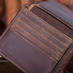 Handmade Leather Mens Cool Slim Leather Wallet Card Wallet Holders Men Small Wallets Bifold for Men - imessengerbags