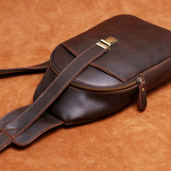 Handmade Leather Mens Cool Chest Bag Sling Bag Crossbody Bag Travel Bag Hiking Bag for men - imessengerbags