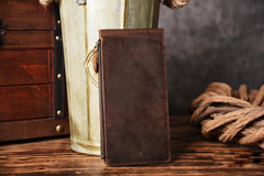 Handmade Leather Mens Cool Long Leather Wallet Card Clutch Wallet for Men