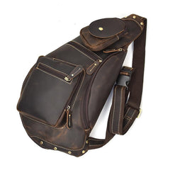 Cool Leather Chest Bag Sling CrossBody Bag Sling Travel Bag Sling Hiking Bag For Men