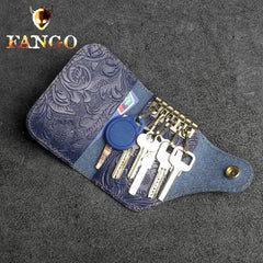 Handmade Leather Floral Mens Cool Short Wallet Card Holder Small Card Slim Wallets for Men - imessengerbags
