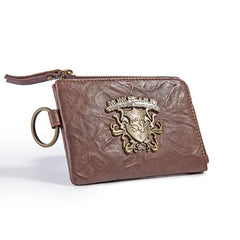 Handmade Leather Mens Chain Biker Wallet Cool Leather Wallet Zipper billfold Wallets - imessengerbags