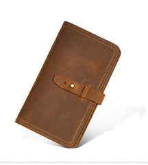 Handmade Leather Mens Travel Wallet Passport Leather Wallet Short Slim Wallets for Men