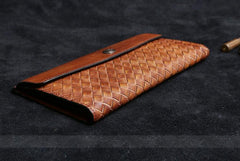 Handmade Leather Mens Cool Long Leather Wallet Card Wallet Clutch Wristlet Wallet for Men - imessengerbags