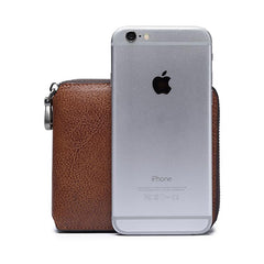 Genuine Leather Mens Cool Zipper Leather Wallet Men Small Wallets Bifold for Men - imessengerbags