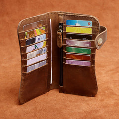 Handmade Genuine Leather Biker Wallet Mens Cool Chain Wallet Trucker Wallet with Chain