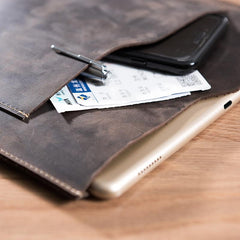 Handmade Leather Mens Clutch Cool Slim iPad Pro Case iPad Pro Cover for Men