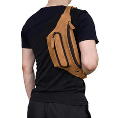 Vintage Leather Fanny Pack Mens Waist Bag Hip Pack Belt Bag for Men