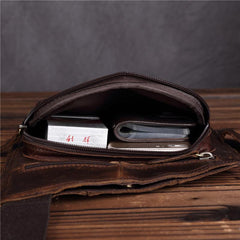 Genuine Leather Mens Cool Chest Bag Sling Bag Crossbody Bag Travel Bag Hiking Bag for men