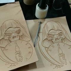 Handmade Leather Skull Death Tooled Mens Long Wallet Cool Leather Wallet Clutch Wallet for Men - imessengerbags