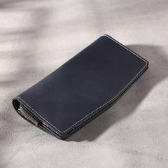 Handmade Leather Mens Clutch Wallet Cool Leather Wallet Long Phone Wallets for Men