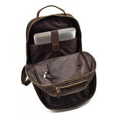 Genuine Leather Mens Cool Backpack Sling Bag Large Black Travel Bag Hiking Bag for men - imessengerbags