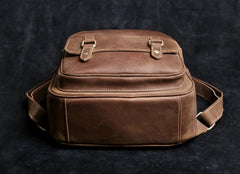 Genuine Leather Mens Cool Backpack Sling Bag Large Black Travel Bag Hiking Bag for men