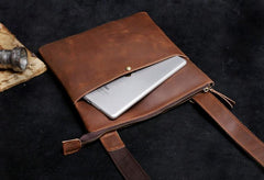 Handmade Leather Mens Cool Messenger Bag Square Bag Chest Bag Bike Bag Cycling Bag for men