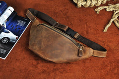 Vintage Leather Fanny Pack Mens Waist Bag Hip Pack Belt Bag for Men