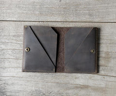 Handmade Leather Mens Cool Slim Leather Wallet Men Small Wallets Bifold for Men - imessengerbags