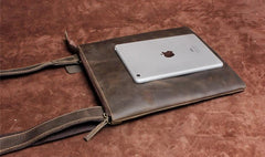 Handmade Leather Mens Cool Messenger Bag Square Bag Chest Bag Bike Bag Cycling Bag for men