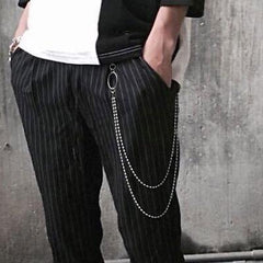 Fashion Men's Womens Double Bead Stainless Steel Pants Chain Biker Wallet Chain For Men - imessengerbags