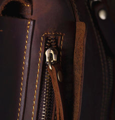 Genuine Leather Mens Cool Chest Bag Sling Bag Crossbody Bag Travel Bag Hiking Bag for men - imessengerbags