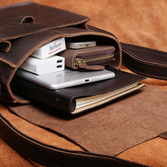 Handmade Leather Mens Cool Messenger Bag Square Bag Chest Bag Bike Bag Cycling Bag for men