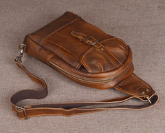 Leather Mens Sling Bag Sling Shoulder Bag Sling Backpack for men - imessengerbags