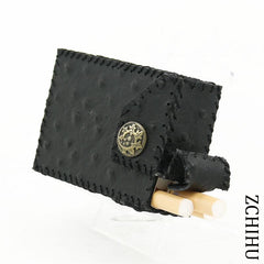 Handmade Cool Leather Mens Vintage Black Cigarette Holder Case Cigarette Holder for Men - imessengerbags