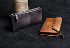 Genuine Leather Mens Cool Long Leather Wallet Card Wallet Clutch Wristlet Wallet for Men - imessengerbags