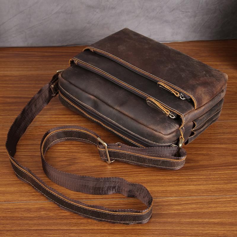 Handmade Leather Mens Cool Small Messenger Bag iPad Bag Chest Bag Bike Bag Cycling Bag for men - imessengerbags