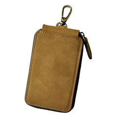 Vintage Leather Mens Small Key Zipper Wallets Cool Card Wallet for Men - imessengerbags