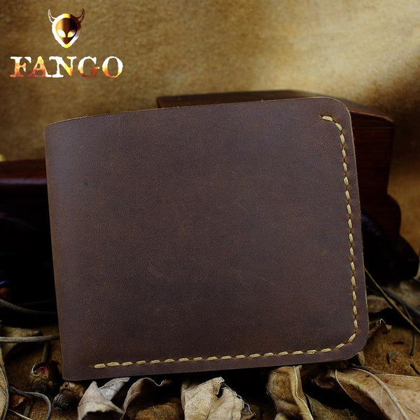 Handmade Leather Mens Cool Slim Leather Wallet Men billfold Wallets Bifold for Men - imessengerbags