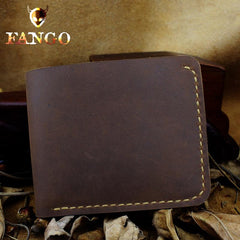 Handmade Leather Mens Cool Slim Leather Wallet Men billfold Wallets Bifold for Men - imessengerbags