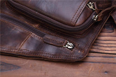 Genuine Leather Mens Cool Chest Bag Sling Bag Crossbody Bag Travel Bag Hiking Bag for men