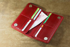 Handmade Leather Tooled Trifold Henna Floral Mens Long Wallet Cool Leather Wallet Clutch Wallet for Men - imessengerbags