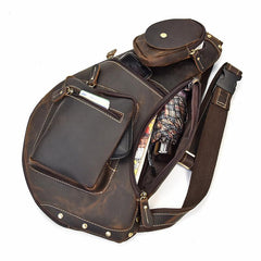 Cool Leather Chest Bag Sling CrossBody Bag Sling Travel Bag Sling Hiking Bag For Men