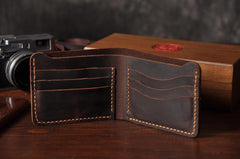Handmade Leather Mens Cool Slim Leather Wallet Men Small Wallets Bifold for Men - imessengerbags