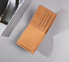 Handmade Leather Mens Cool Slim Leather Wallet Men Small Wallets Bifold for Men - imessengerbags