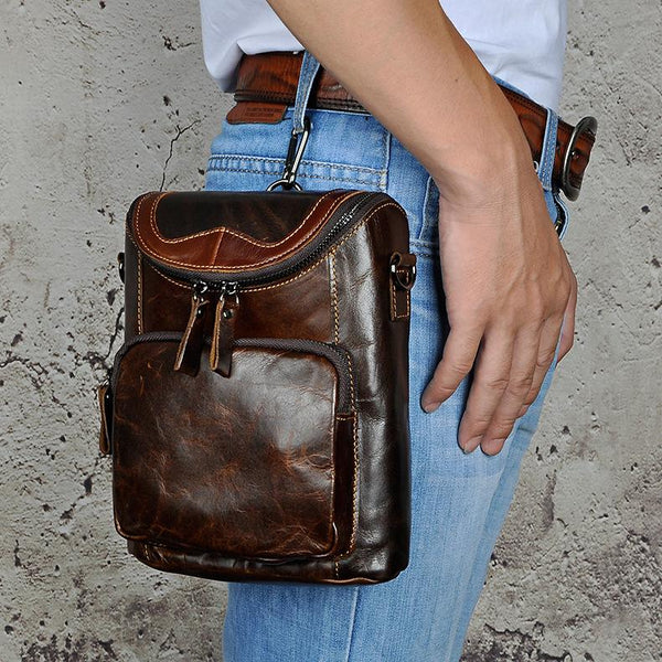 Leather Belt Pouch Mens Small Cases Waist Bag Hip Pack Belt Bag Fanny Pack Bumbag for Men - imessengerbags