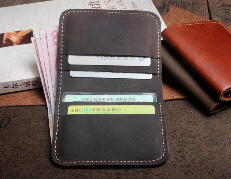 Handmade Leather Mens Cool Slim Leather Wallet Men Small Wallets Bifold for Men - imessengerbags