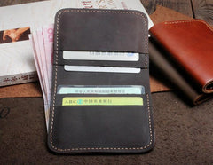 Handmade Leather Mens Cool Slim Leather Wallet Men Small Wallets Bifold for Men - imessengerbags