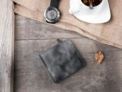 Handmade Leather Mens Cool Slim Leather Wallet Men Small Wallets Bifold for Men - imessengerbags