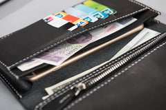 Handmade Leather Mens Clutch Wallet Cool Leather Wallet Long Phone Wallets for Men - imessengerbags