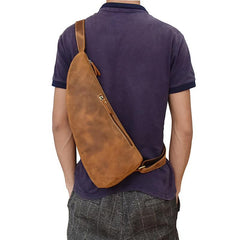 Cool Leather Sling Bag for Men Vintage Chest Bag Crossbody Sling Bags For Men - imessengerbags