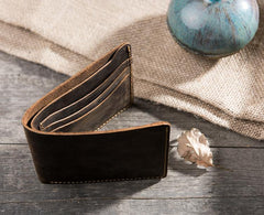 Handmade Leather Mens Cool Slim Leather Wallet Men Small Wallets Bifold for Men - imessengerbags