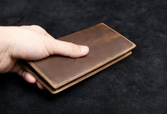 Genuine Leather Mens Cool Long Leather Wallet Zipper Clutch Wristlet Wallet for Men - imessengerbags