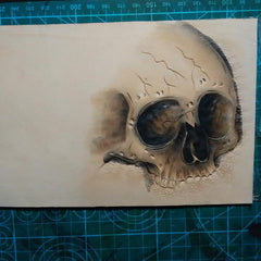 Handmade Leather Skull Tooled Mens billfold Wallet Cool Leather Wallet Slim Wallet for Men - imessengerbags